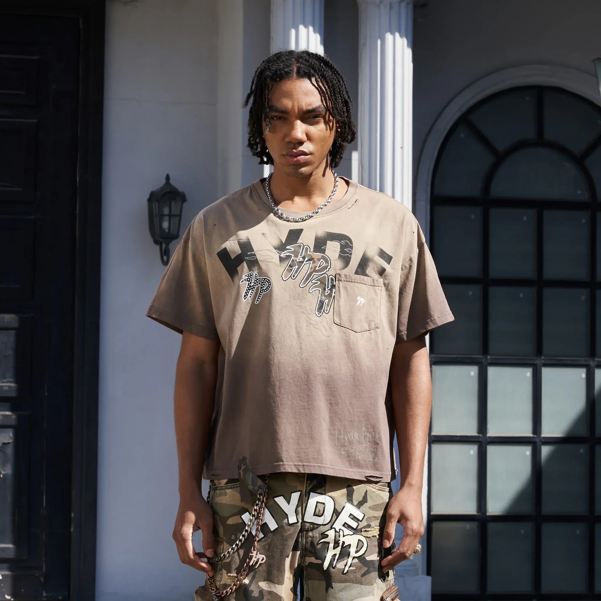 Hyde Park "Split" Pocket Tee Brown