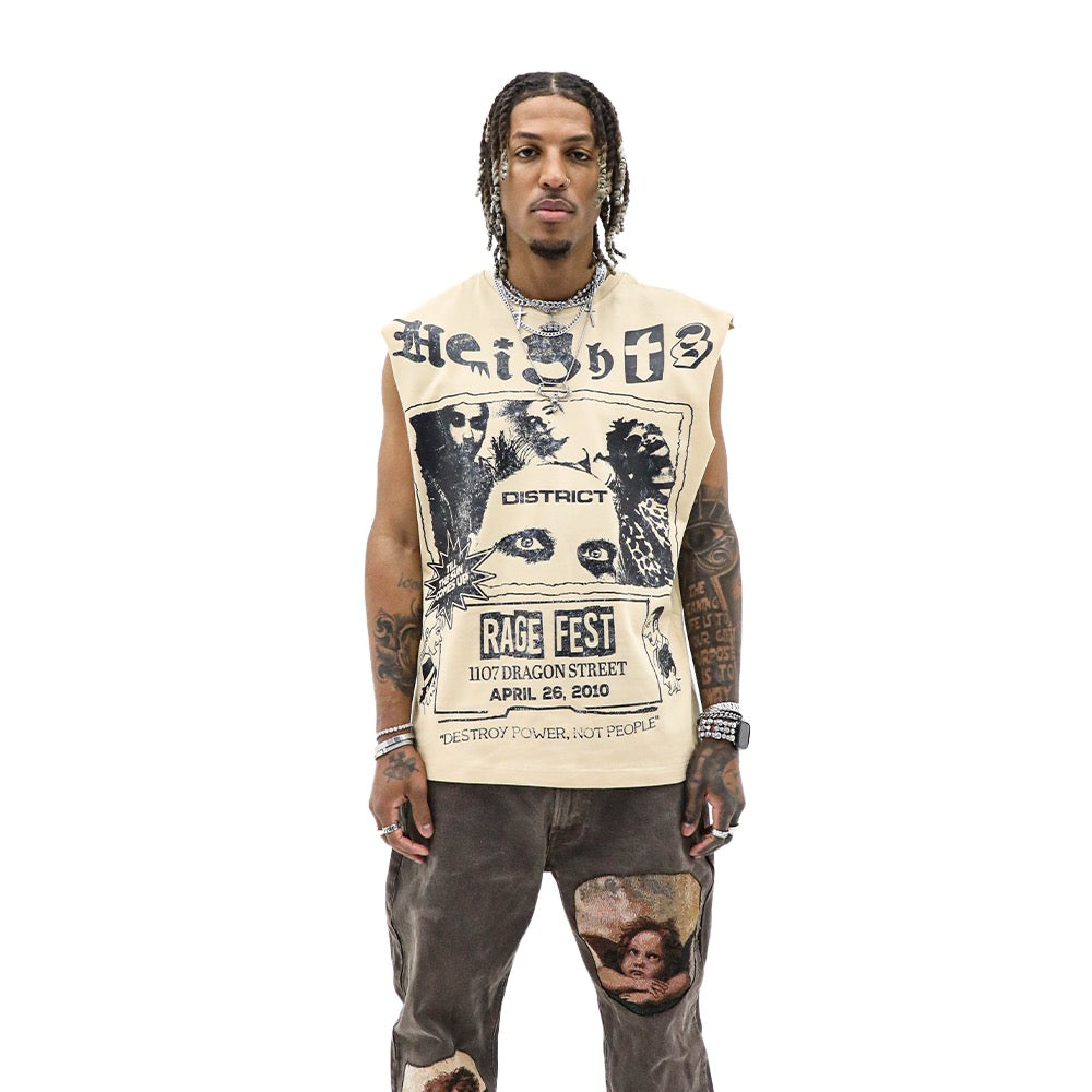 Heights "Rage Fest" Muscle Tee Tan