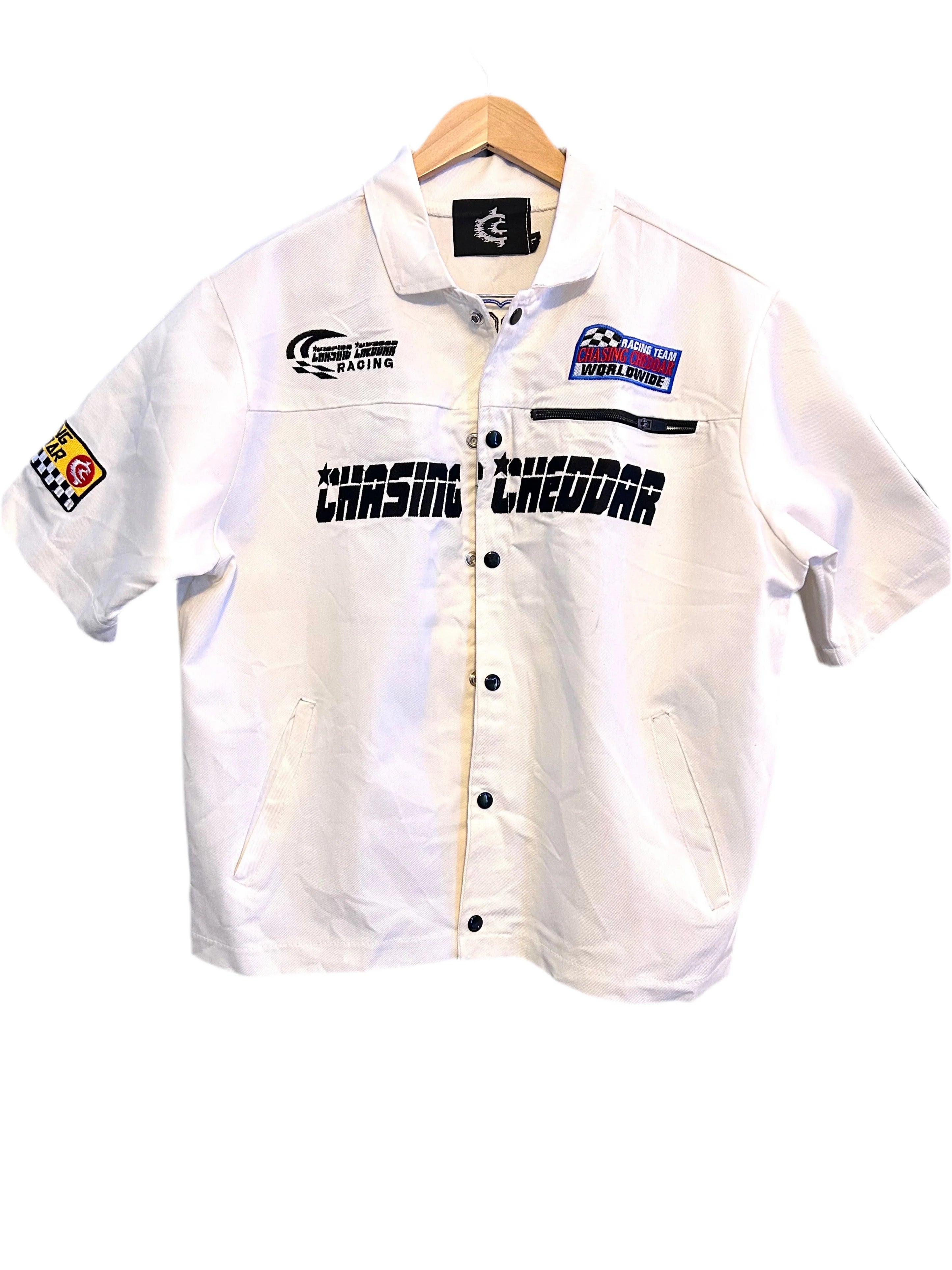 Chasing Cheddar "Victory" Button Up White
