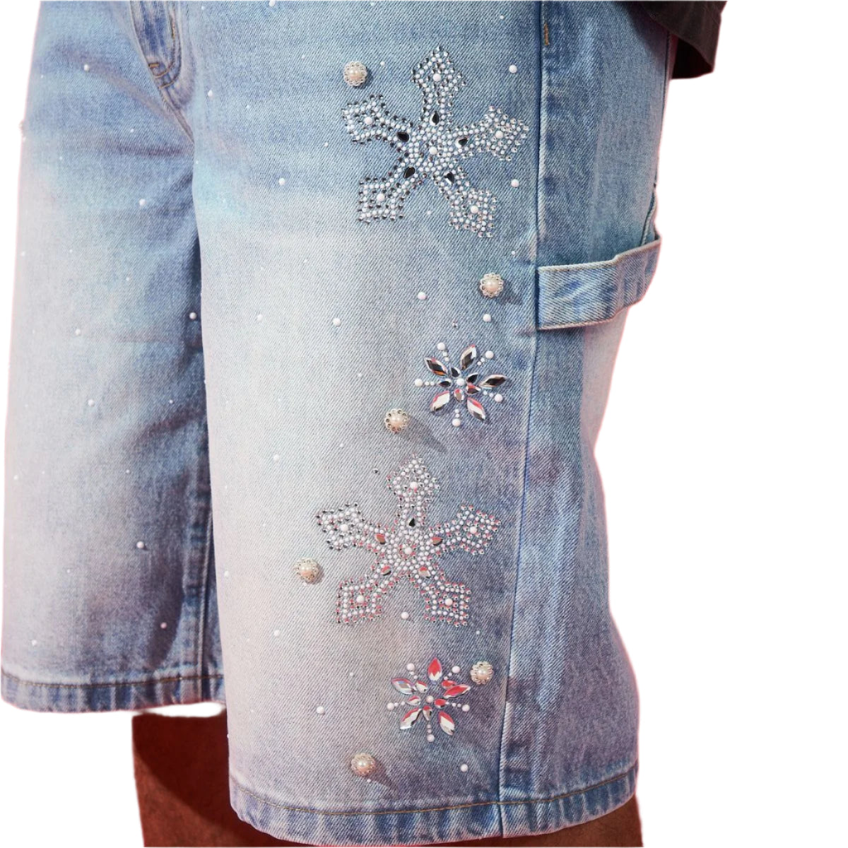 Duaa "Reward" Iced Shorts Blue Wash