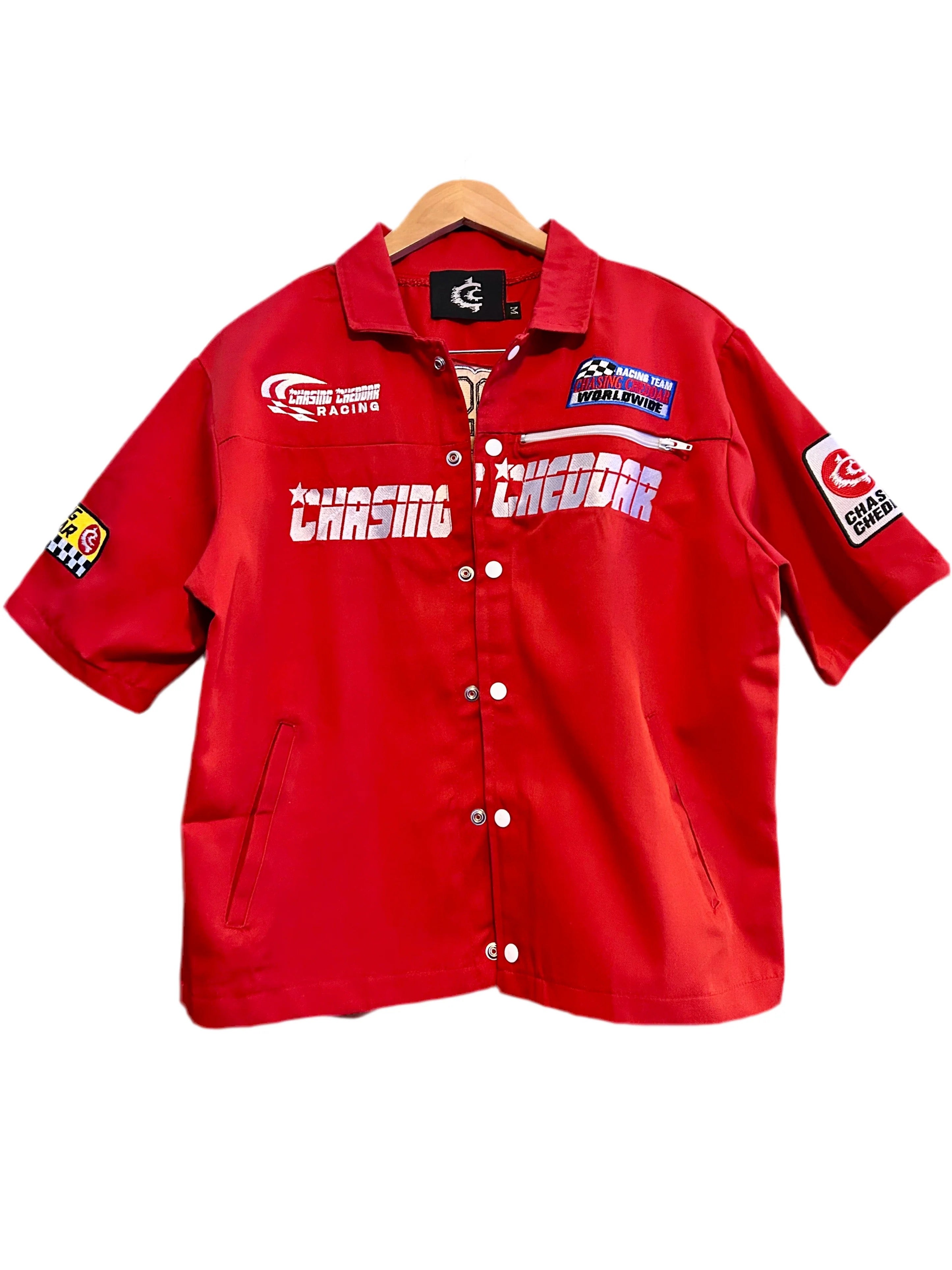 Chasing Cheddar "Victory" Button Up Red