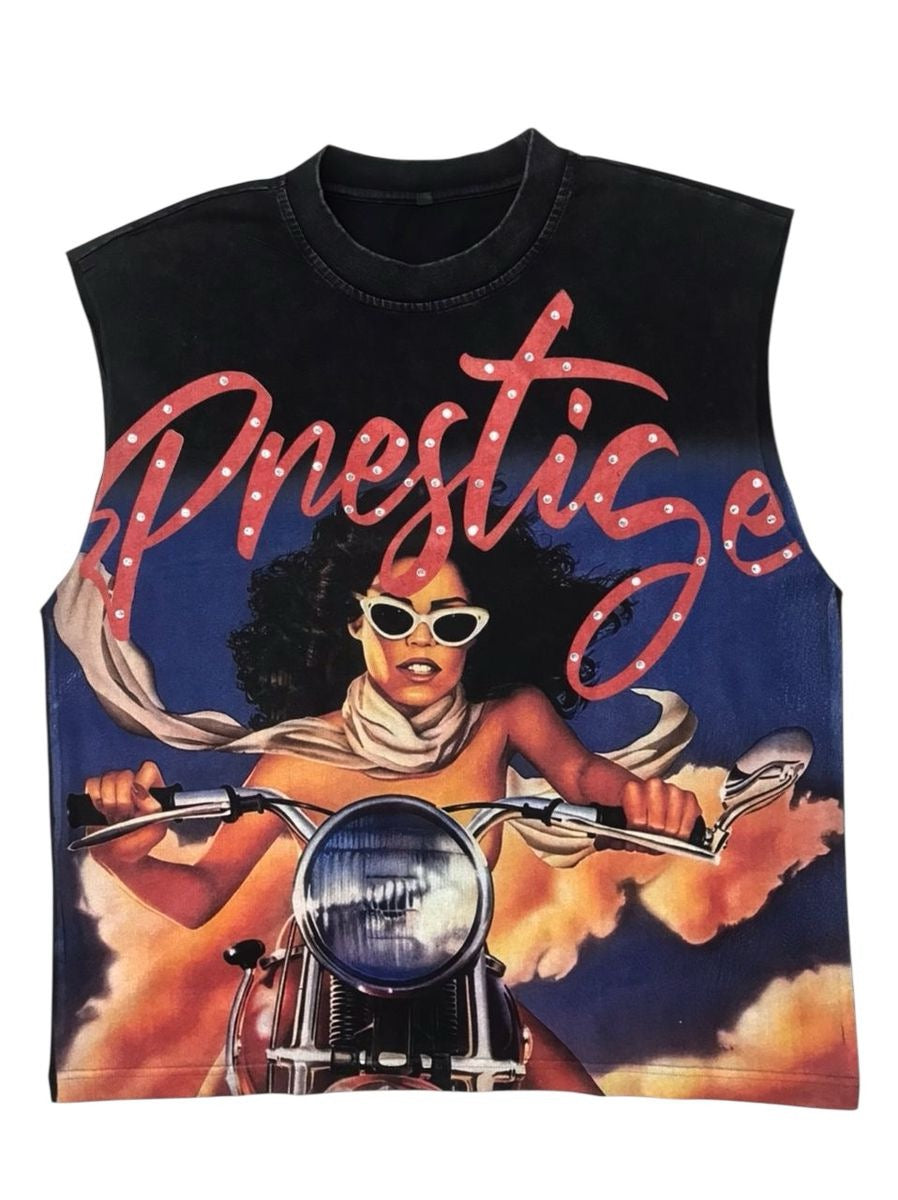 Prestige "Lady Motor" Cut Off Tee Black