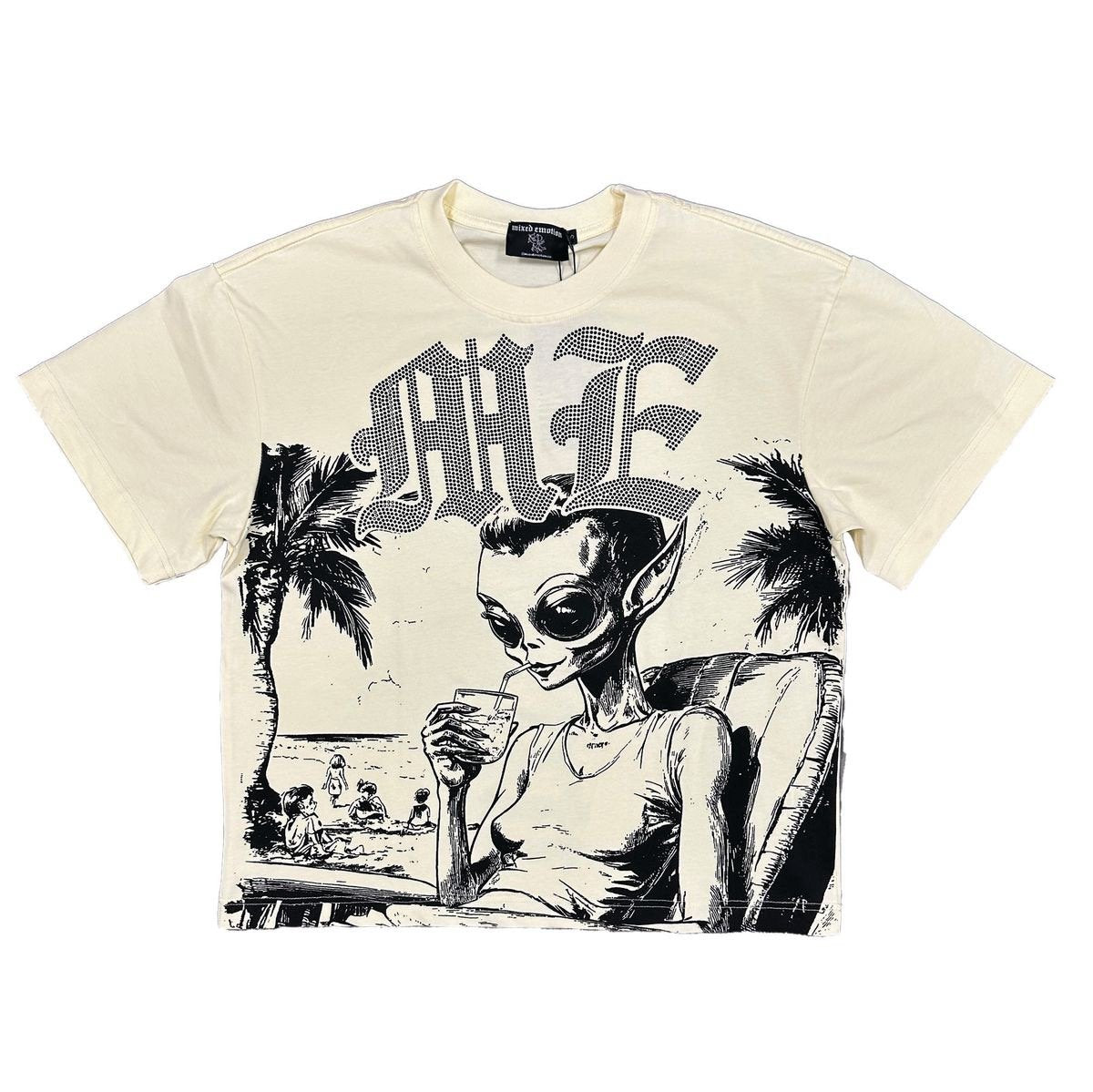 Mixed Emotion "Beach Rhinestone" Tee White