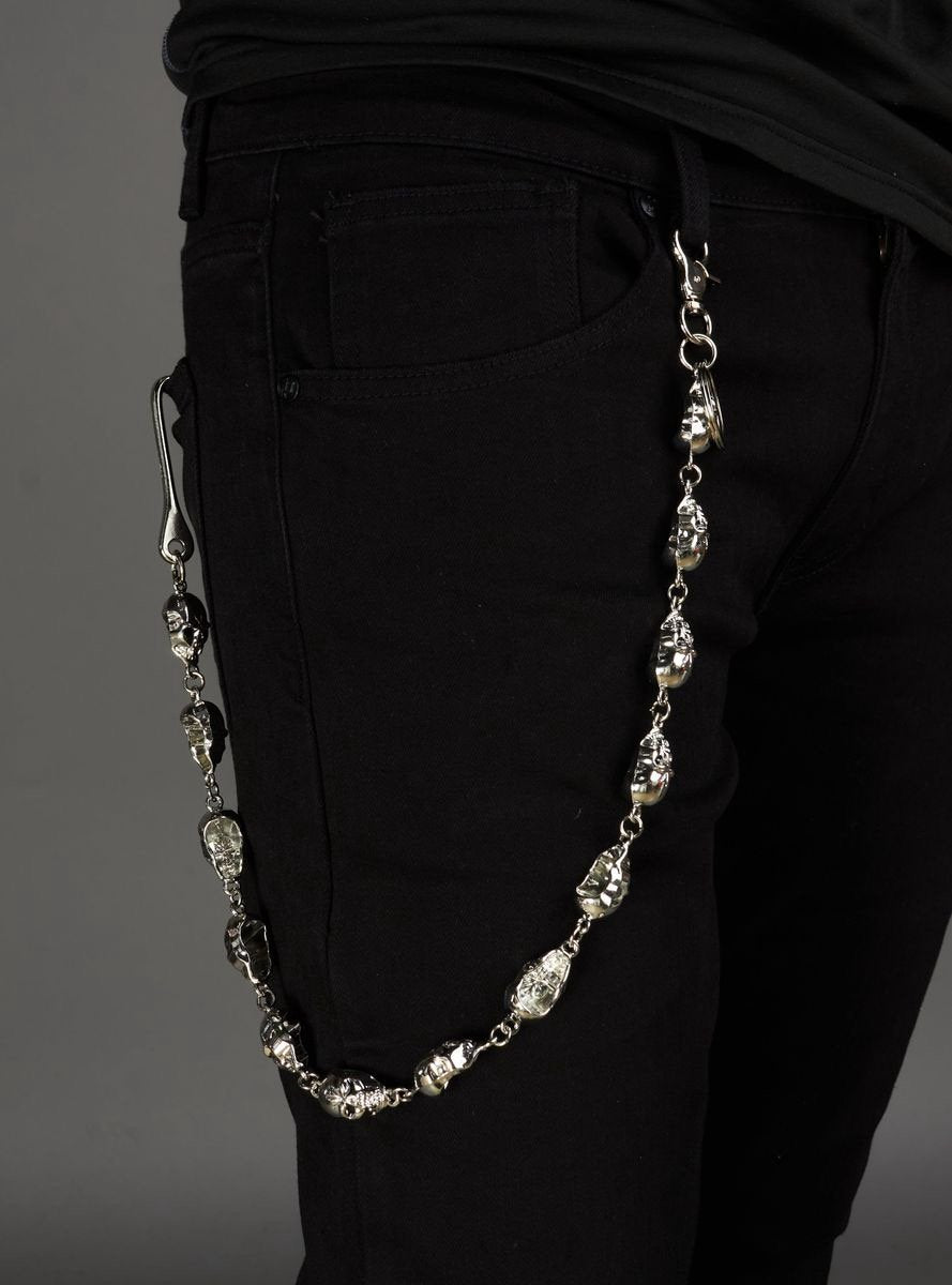 NME "Skulls" Silver Chain