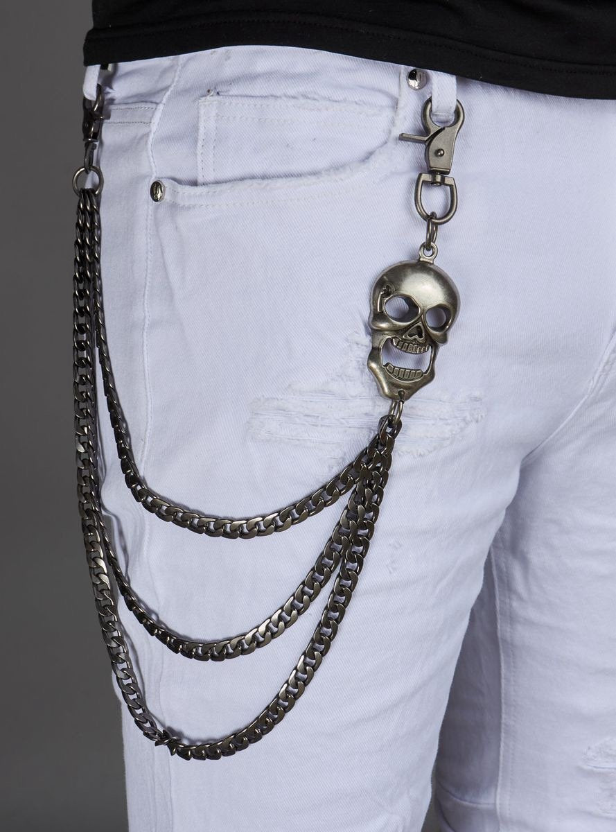 NME "Skull Head" Silver Chain