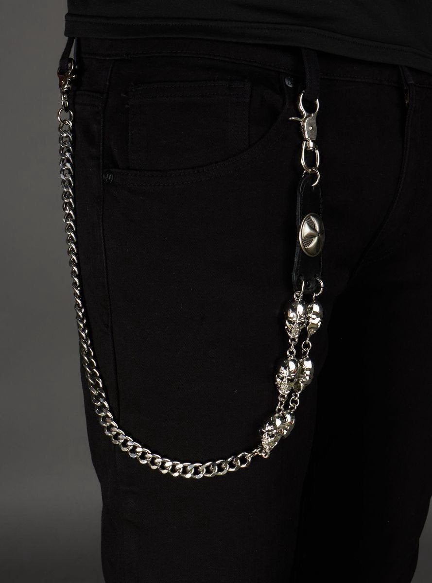 NME "Two Skulls" Silver Chain