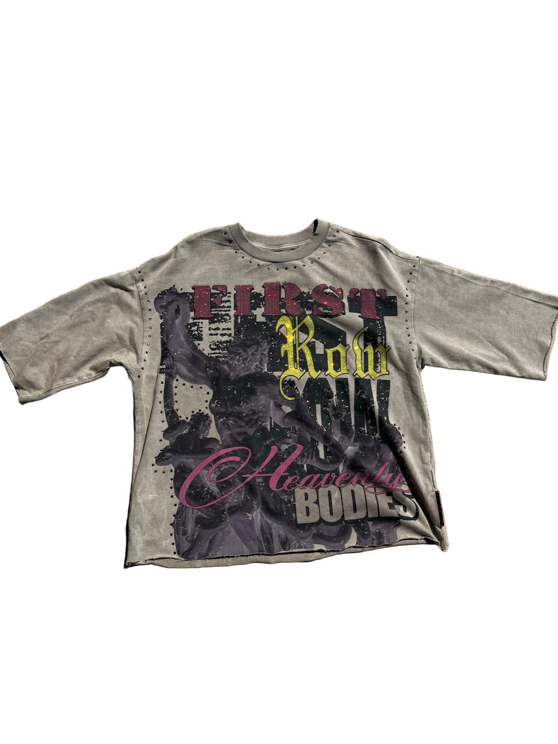 First Row "Chained" Cropped Tee Taupe