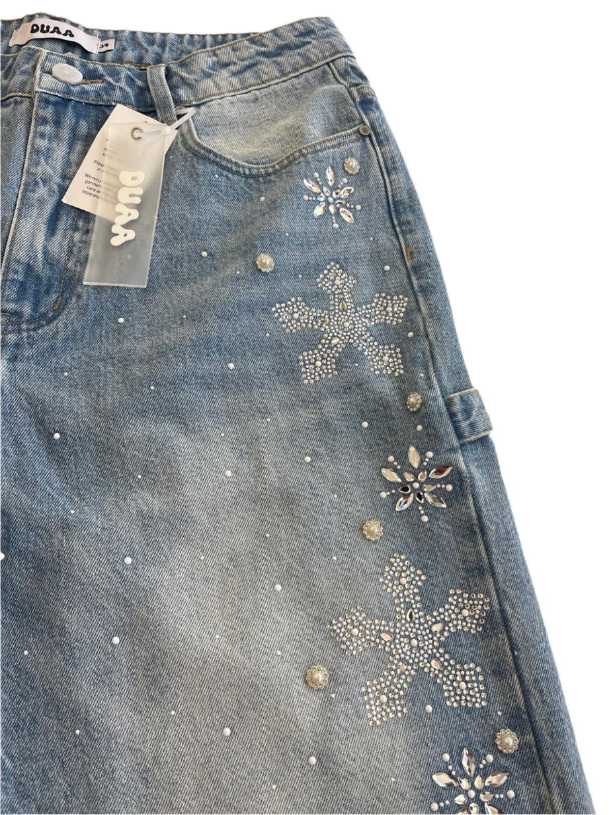 Duaa "Reward" Iced Shorts Blue Wash