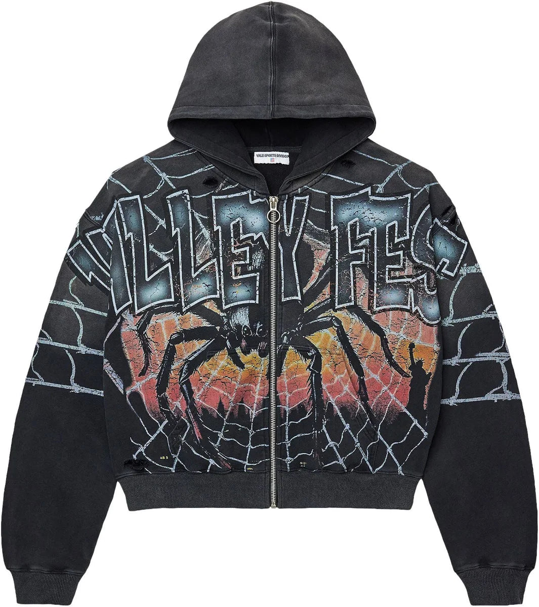 Vale Forever “Widow” Zip-Up Hoodie – Washed Black