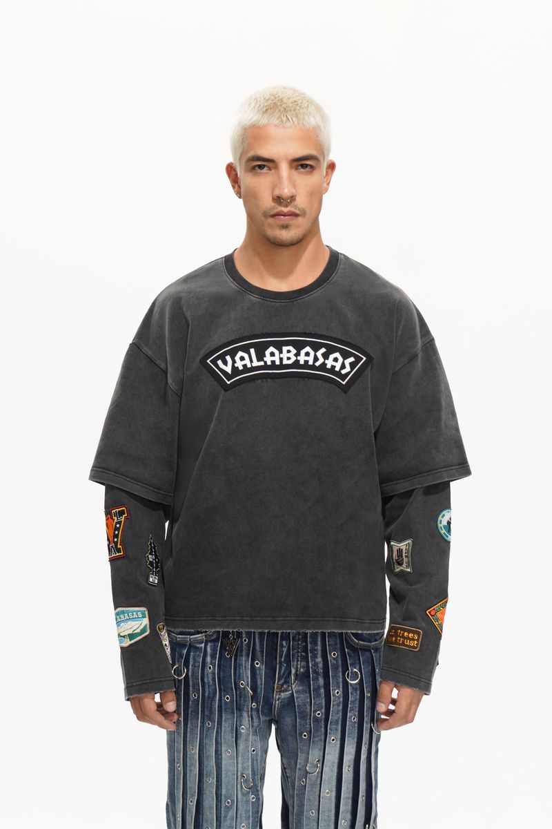 Valabasas "Layered Patch" Tee – Washed Black