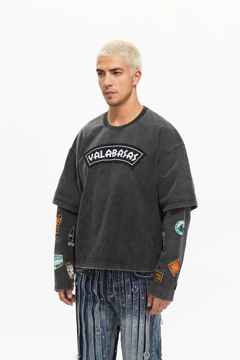 Valabasas "Layered Patch" Tee – Washed Black