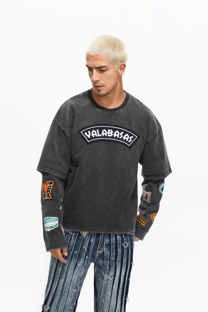 Valabasas "Layered Patch" Tee – Washed Black