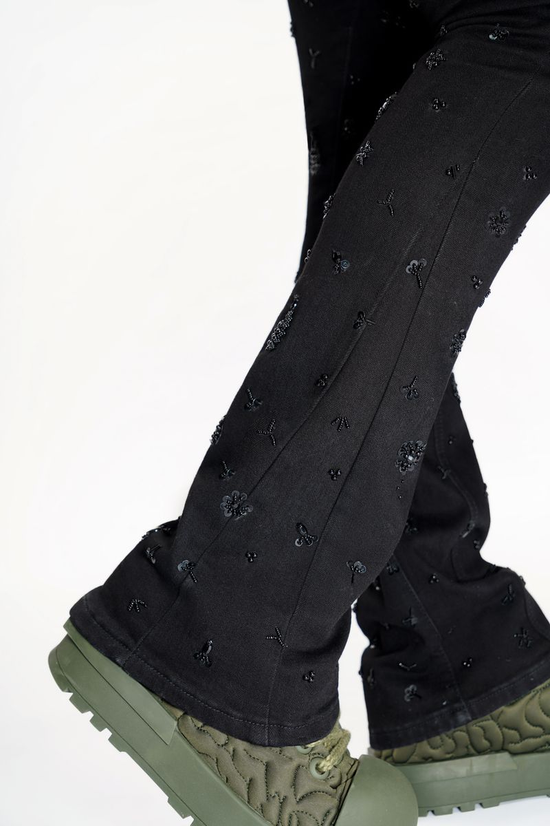 Valabasas "Shea Jet Black Stacked Flare Jean