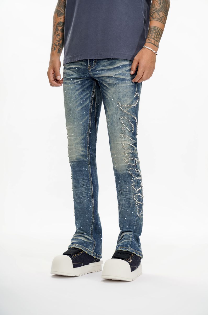 Valabasas "Lattice Dark Blue Stacked Jean