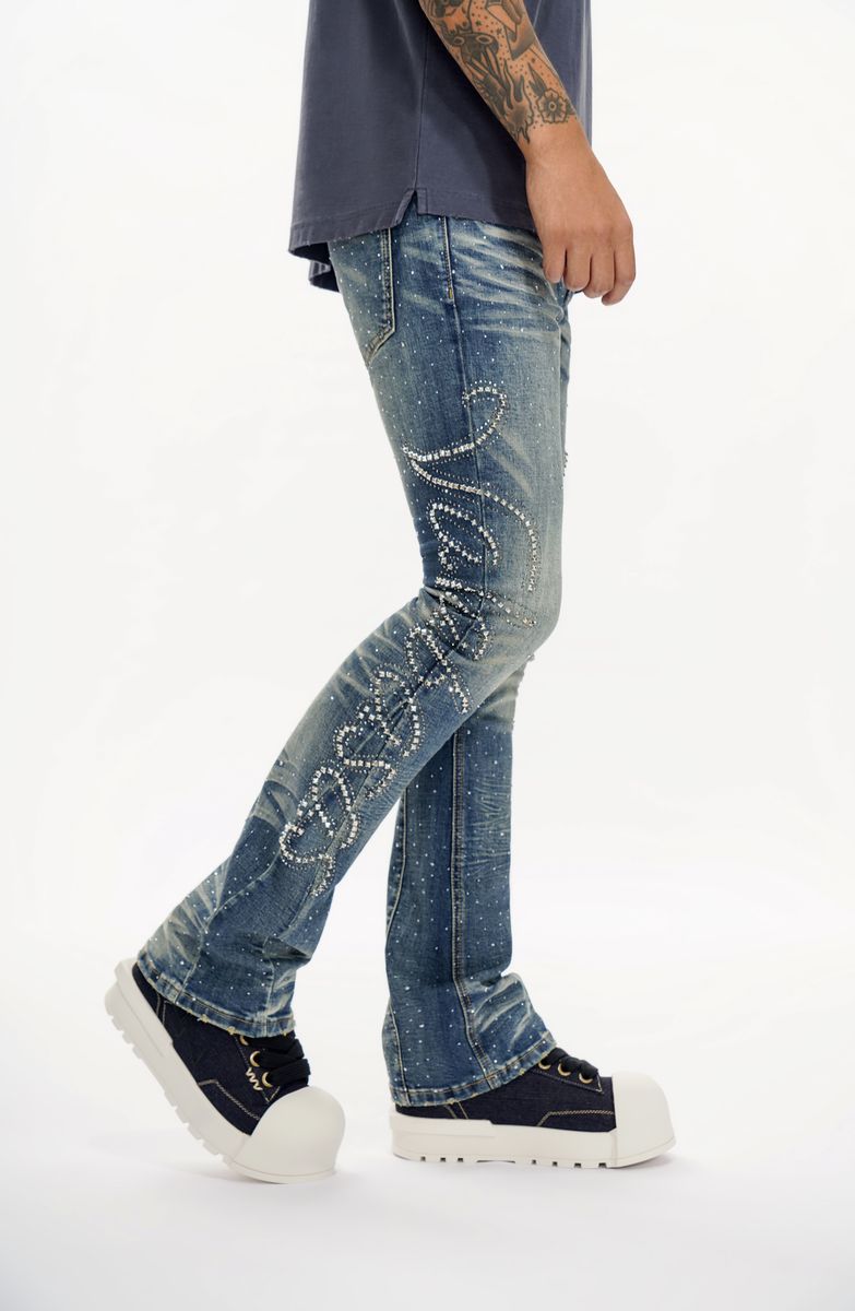 Valabasas "Lattice Dark Blue Stacked Jean