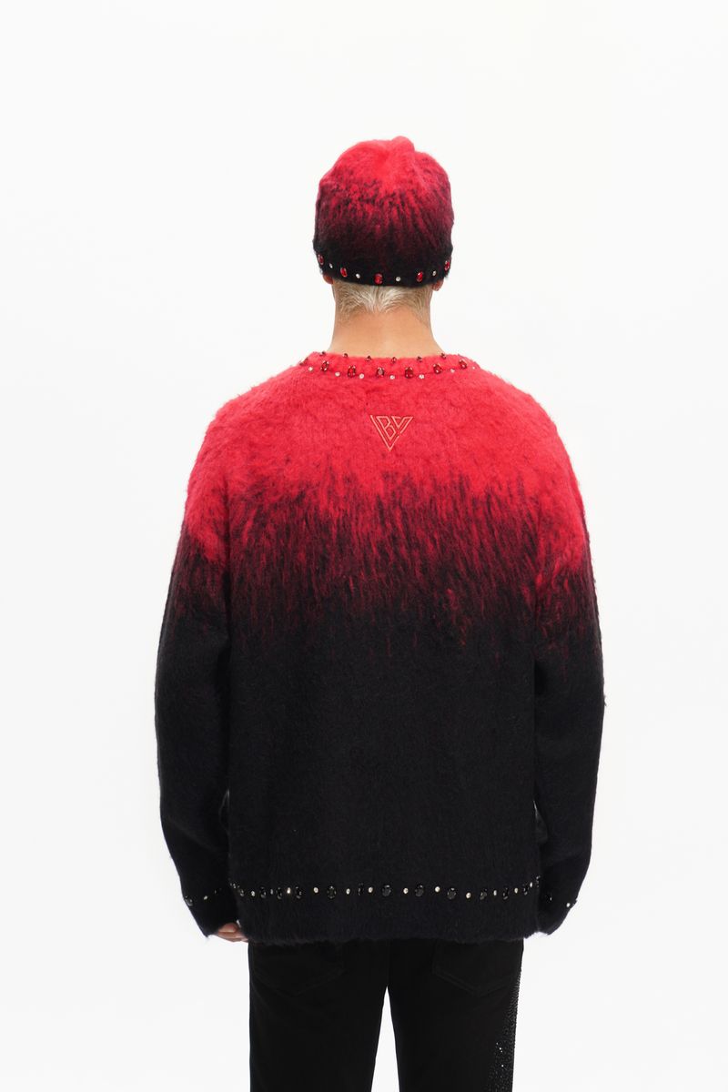 Valabasas "Arranged Red Mohair Crewneck