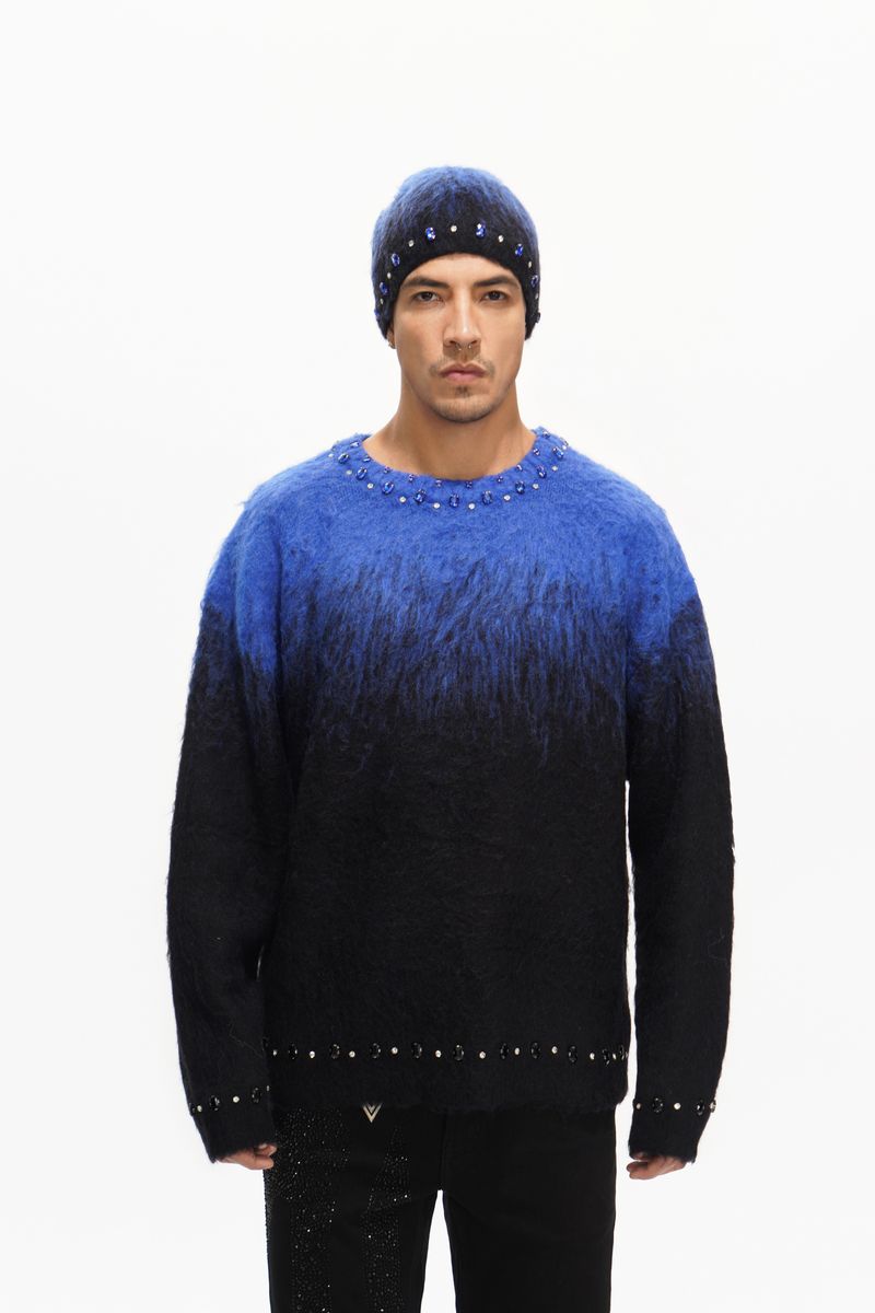 Valabasas "Arranged Blue Mohair Crewneck
