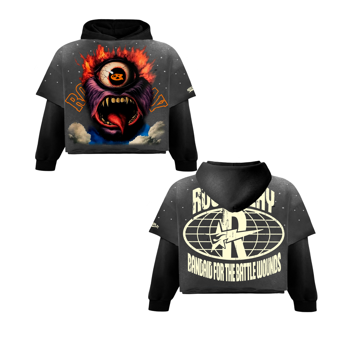 Rough Play "Monster" Hoodie Grey Wash