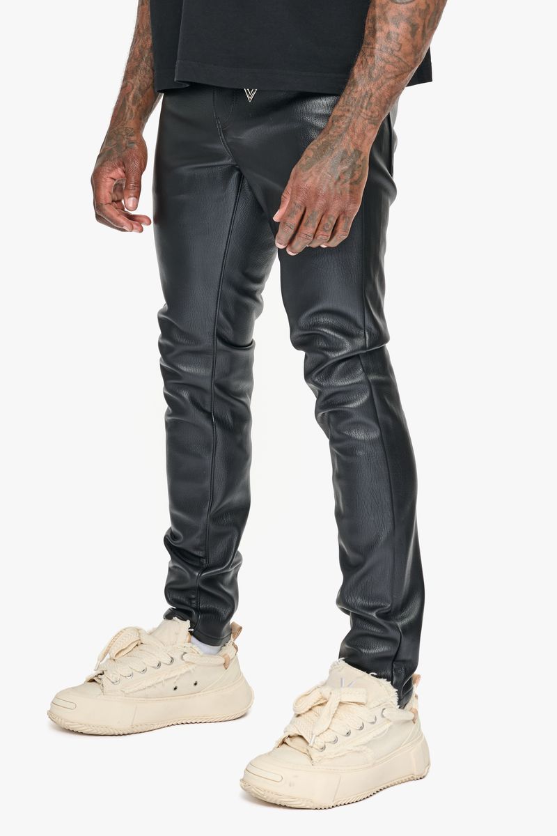 Valabasas "Kawas" Skinny Black Leather Jean