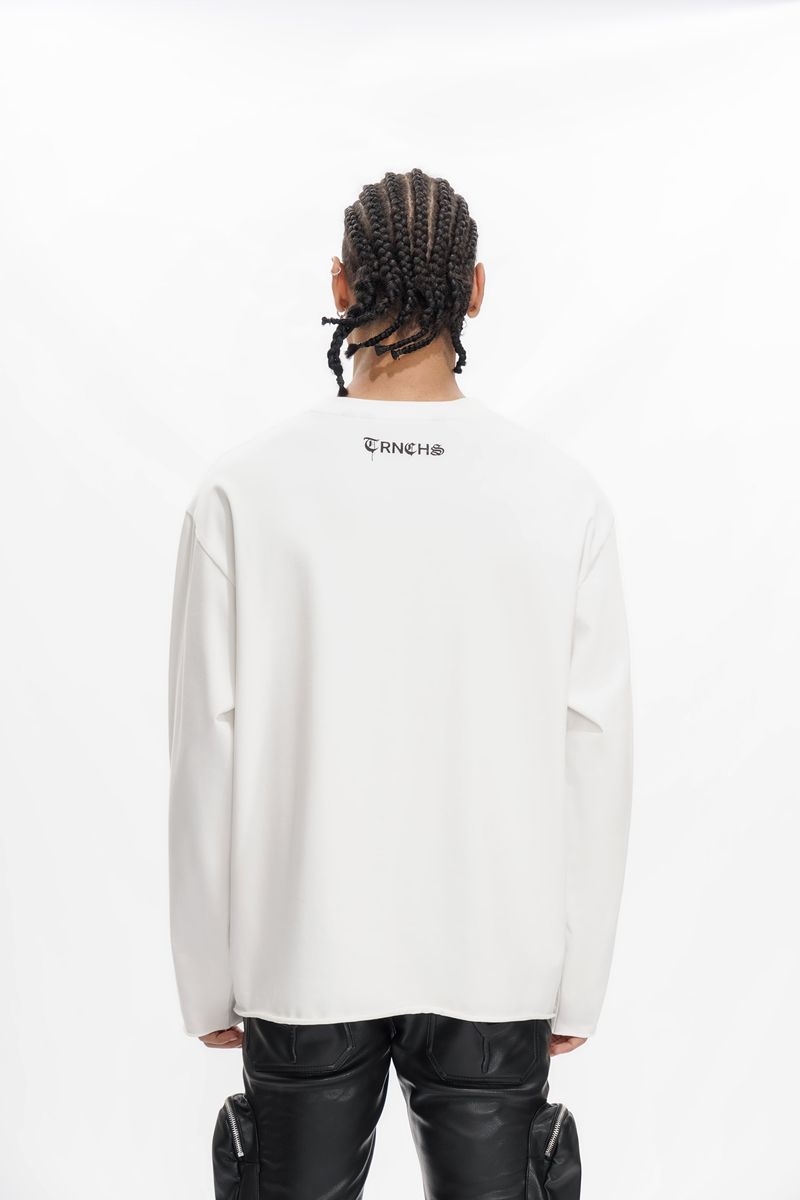 Trnchs ""BURNING HEART" White Long Sleeve
