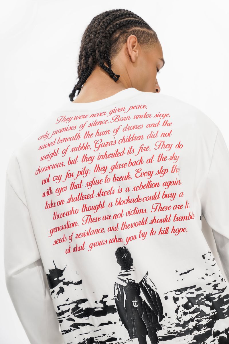 Trnchs "HIND RAJAB" White Long-sleeve Tee