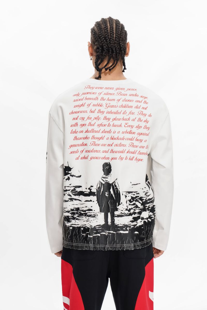 Trnchs "HIND RAJAB" White Long-sleeve Tee
