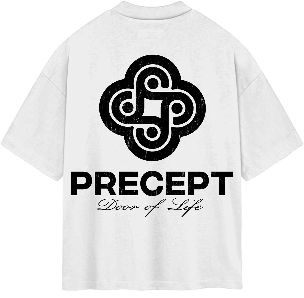 Precept 'Vido de Lujo' white graphic tee, alternate view.