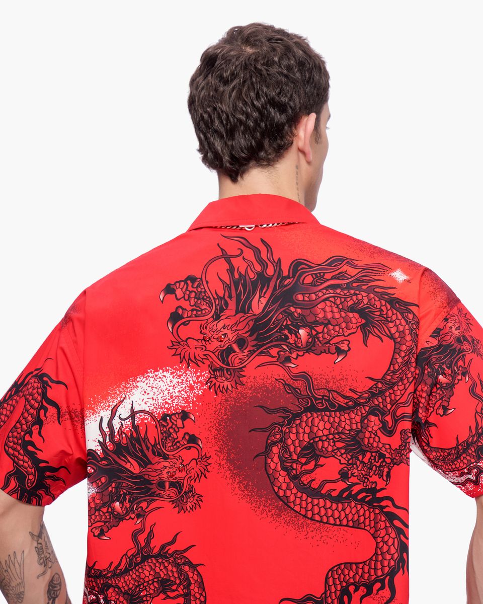 Valabasas “NORIKU” Dragon Button Down – Red