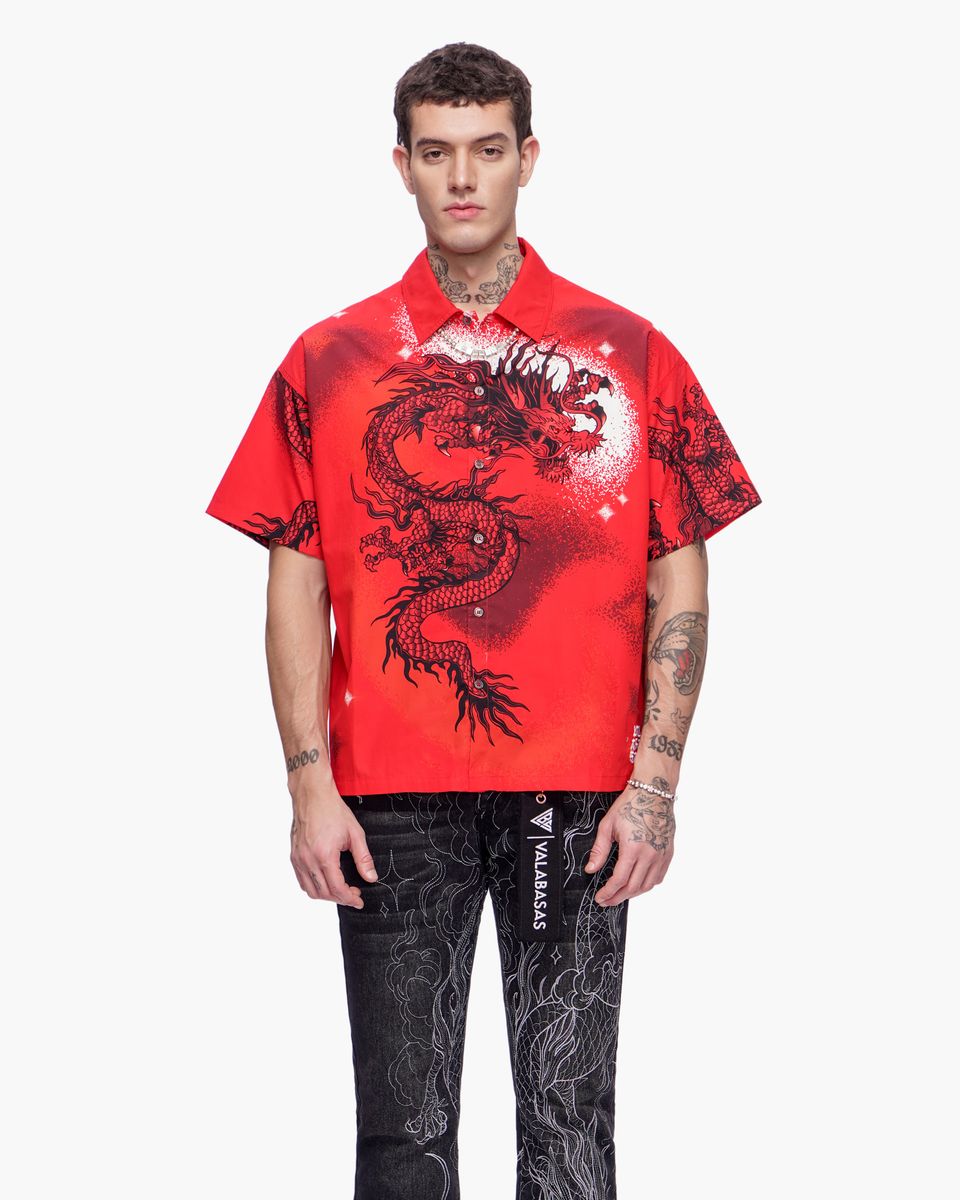 Valabasas “NORIKU” Dragon Button Down – Red