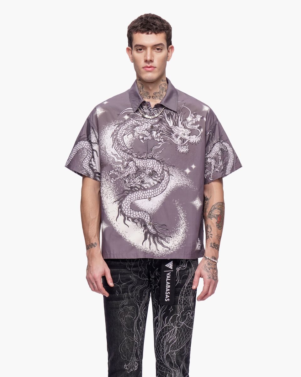 Valabasas “NORIKU” Dragon Button Down – Grey