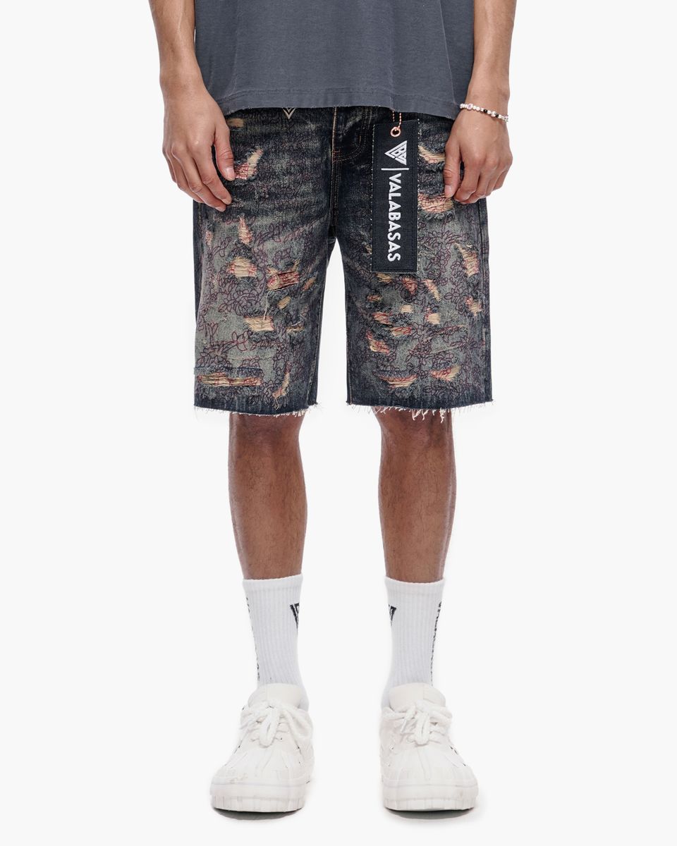 Valabasas “PATH” Denim Shorts – Dark Blue Vintage
