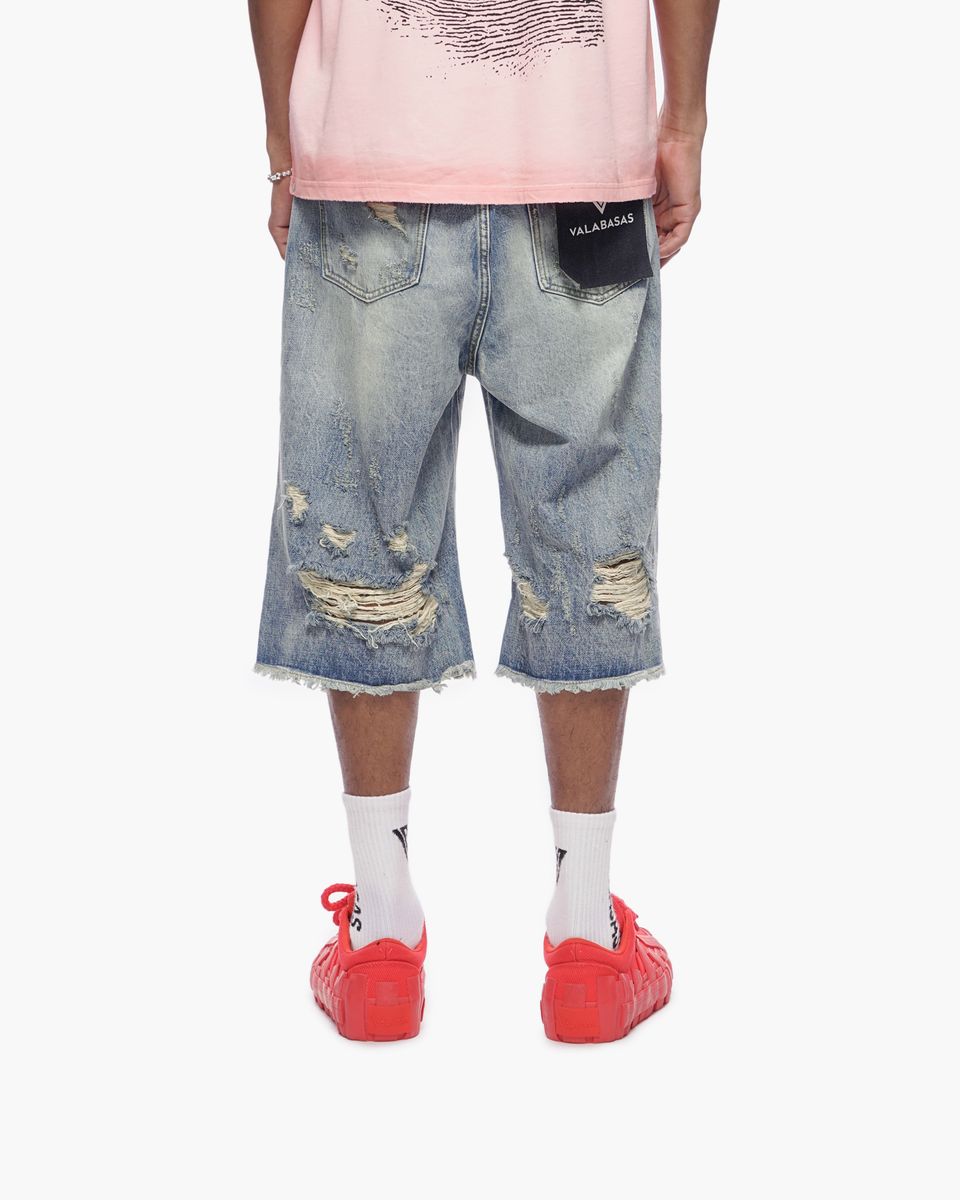 Valabasas “SNAPPED” Baggy Denim Shorts – Blue Wash