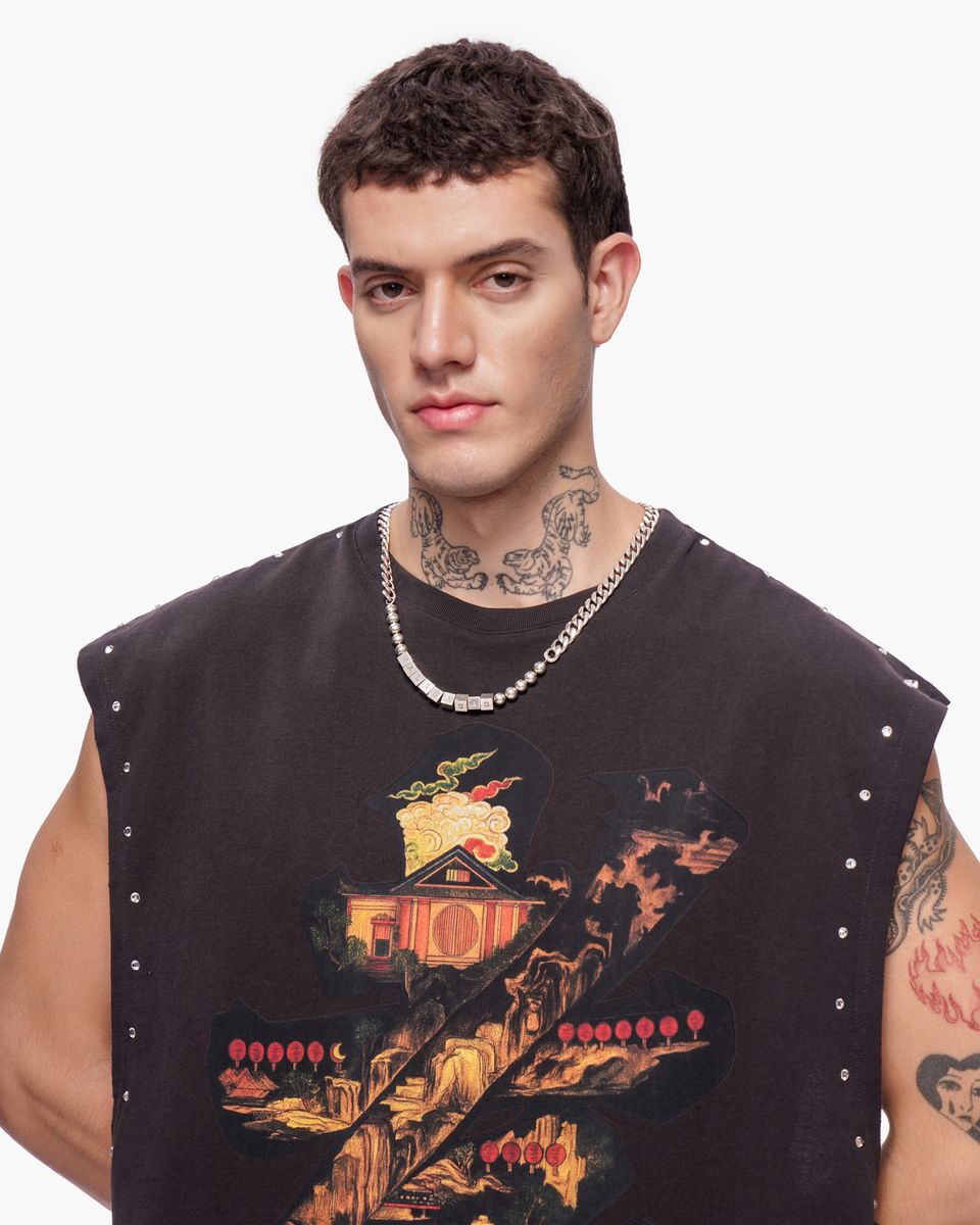 Valabasas “Ember Glyph” Cut-Off Tee – Vintage Black