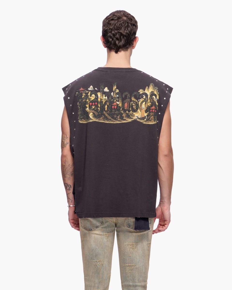 Valabasas “Ember Glyph” Cut-Off Tee – Vintage Black