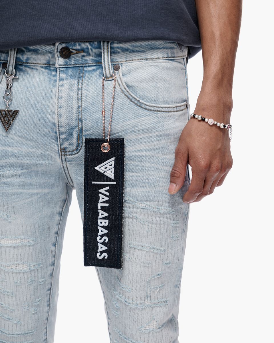 Valabasas “REPAIR” Skinny Denim – Light Blue Wash