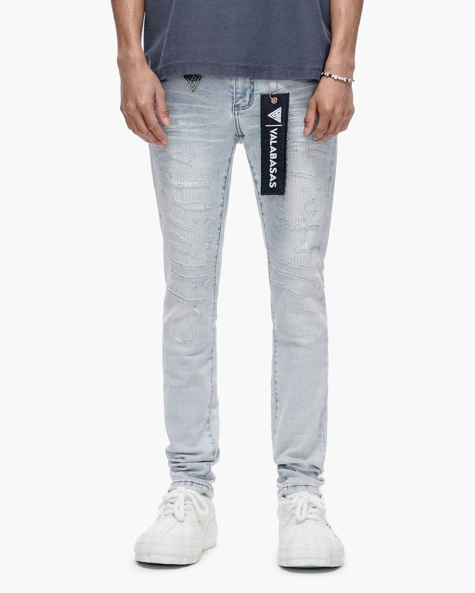 Valabasas “REPAIR” Skinny Denim – Light Blue Wash