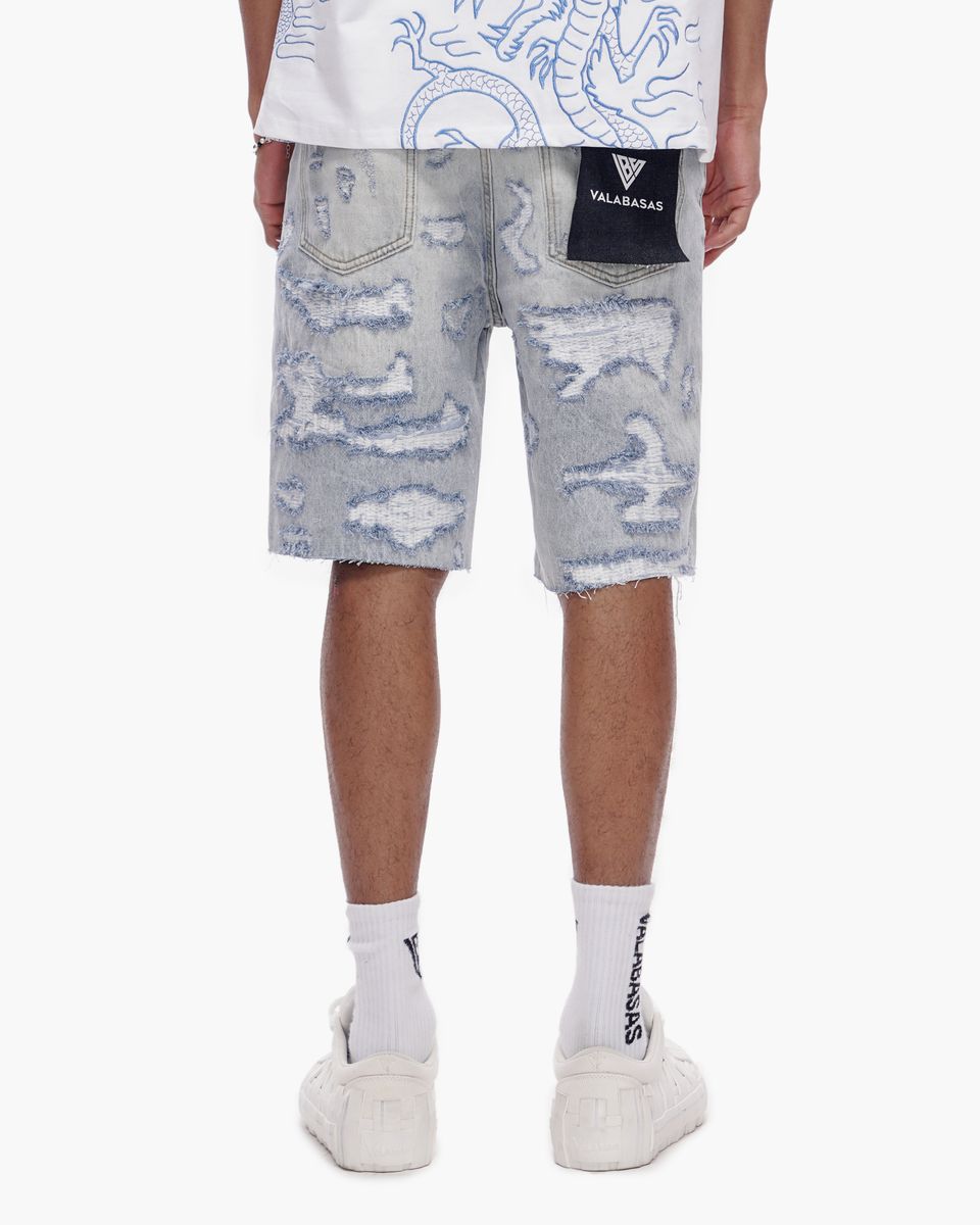 Valabasas “INCISE” Denim Shorts – Light Blue Wash