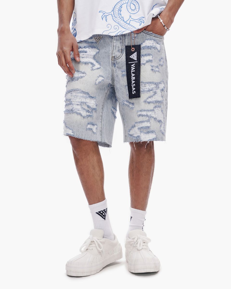 Valabasas “INCISE” Denim Shorts – Light Blue Wash