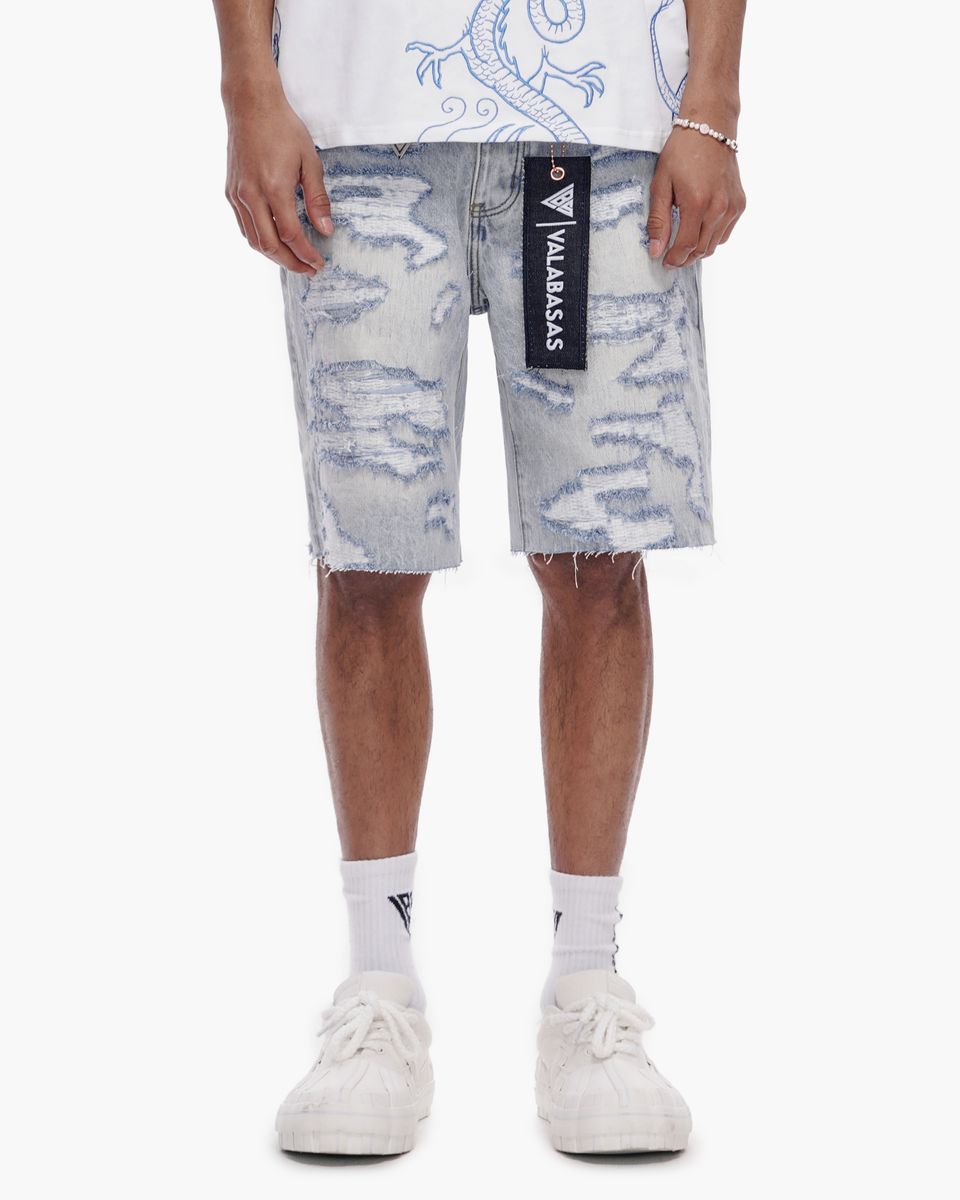 Valabasas “INCISE” Denim Shorts – Light Blue Wash