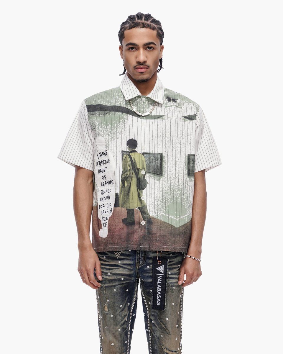 Valabasas GALLERY Pin Striped Button Down- White