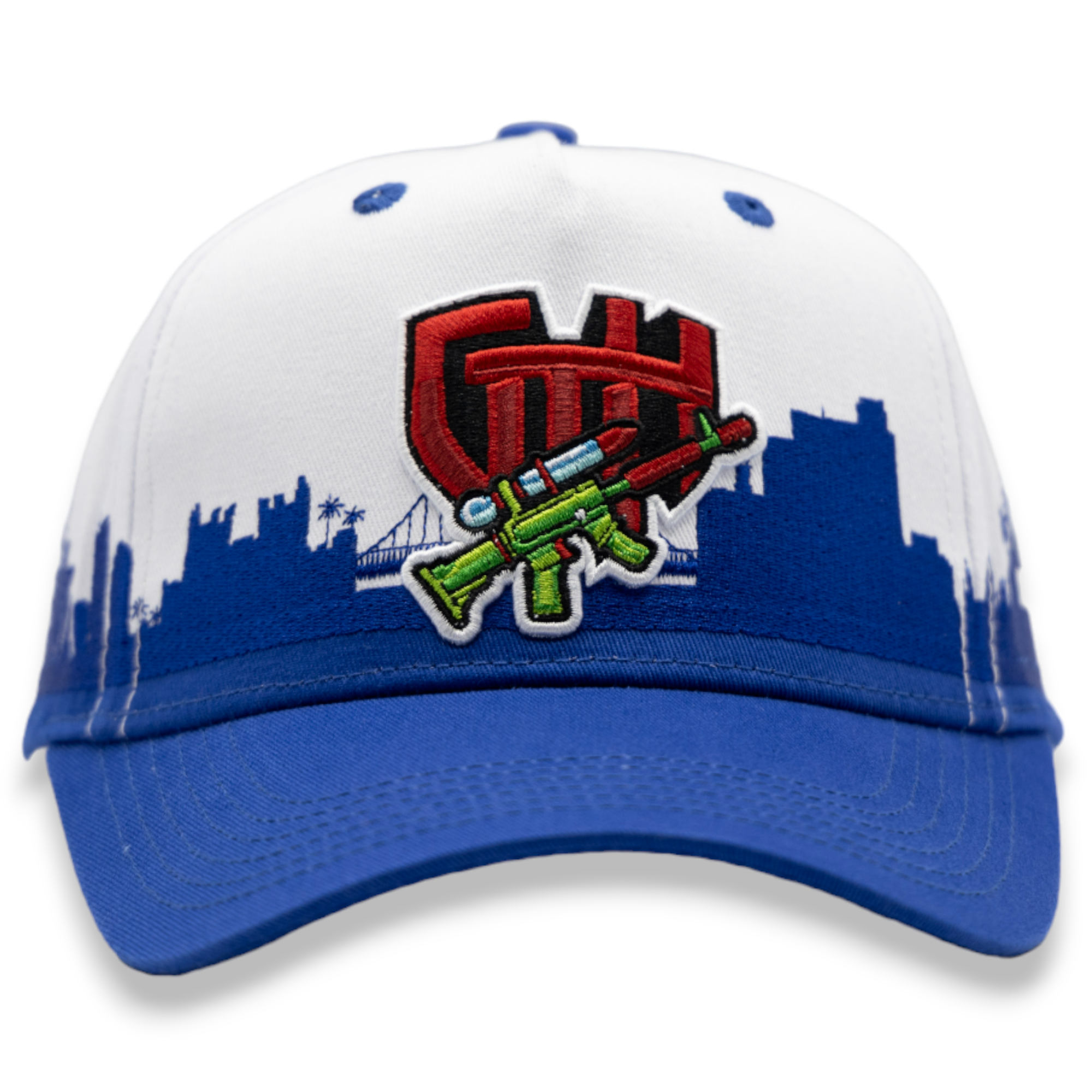 Glo Gang Skyline  Snapback Hat – White/Royal Blue