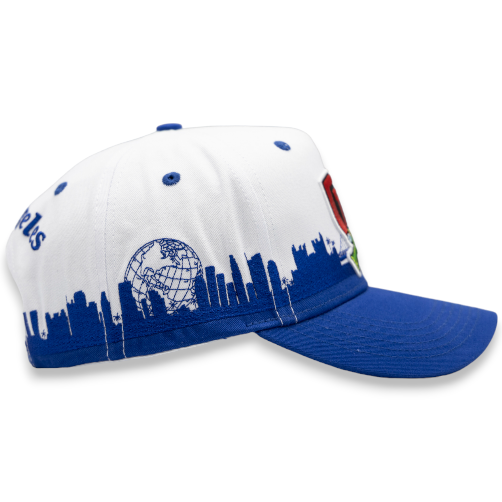 Glo Gang Skyline  Snapback Hat – White/Royal Blue