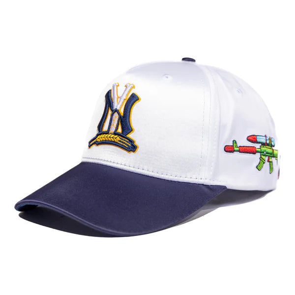 NY Varsity “Side Patch” Strapback Hat – White/Navy