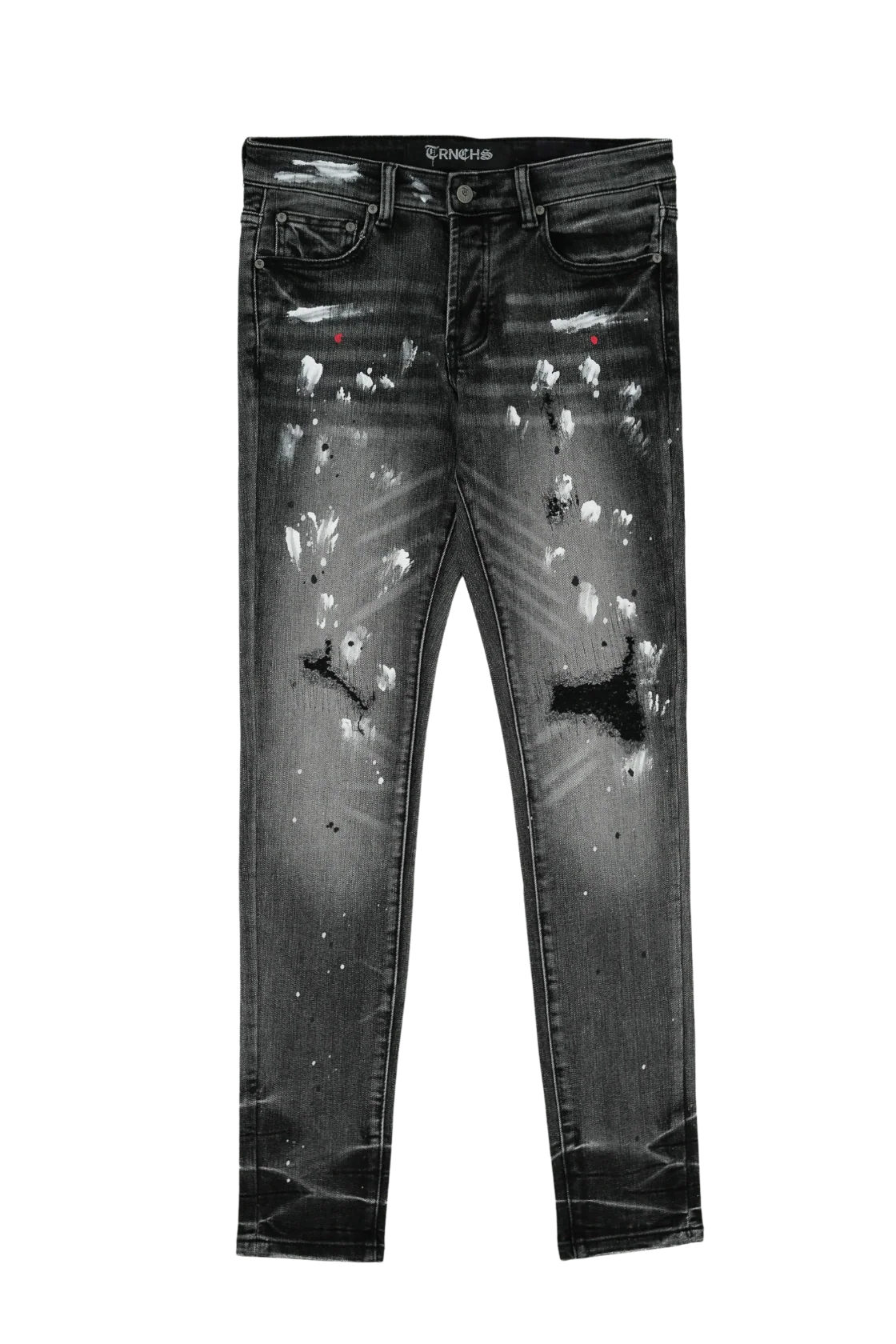 "DHAMAR" Black Wash Paint Skinny Denim
