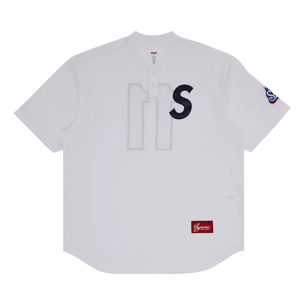 Supreme S Logo Baseball Henley Jersey White