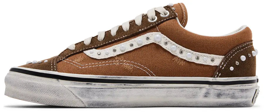 Vans Old Skool 36 Vintage Cocoa Brown sneaker, heel view