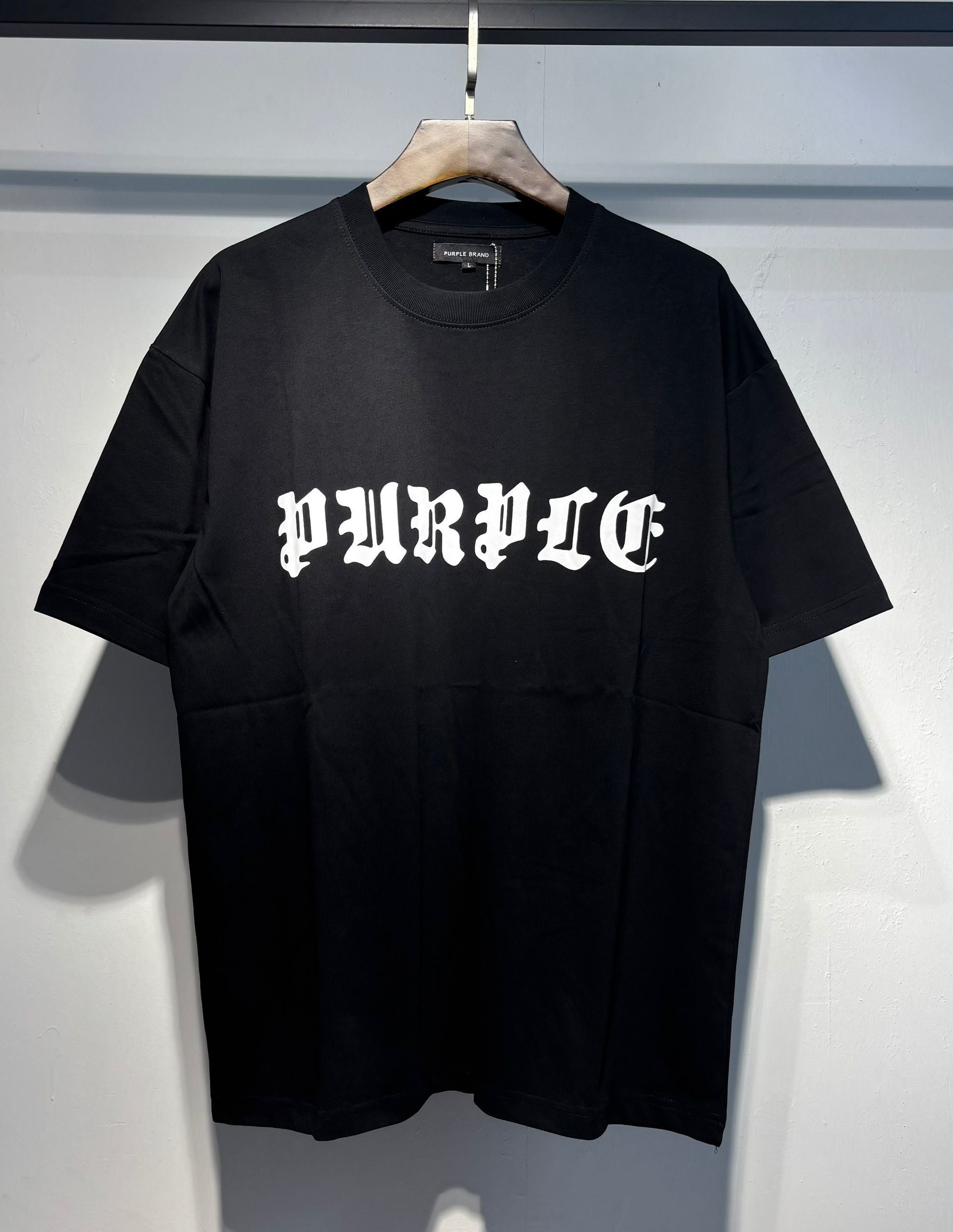 Purple Brand Logo Print Tee – Black