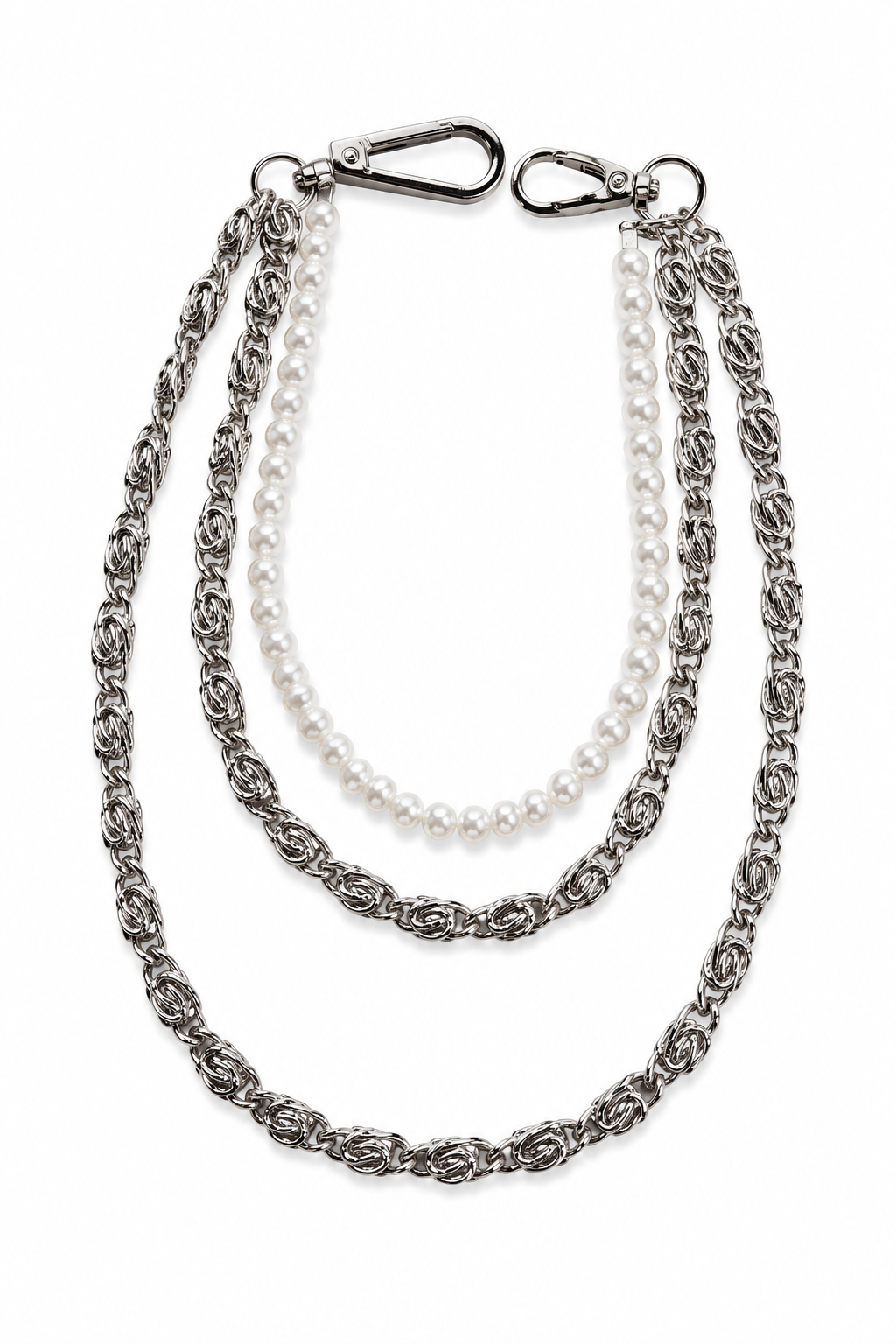 Pearl & Silver Wallet Chain