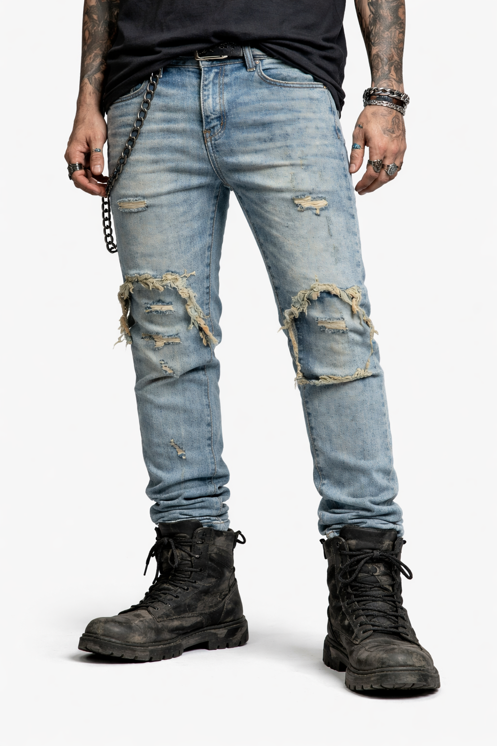 "TA'IZZ" Light Wash Skinny Denim