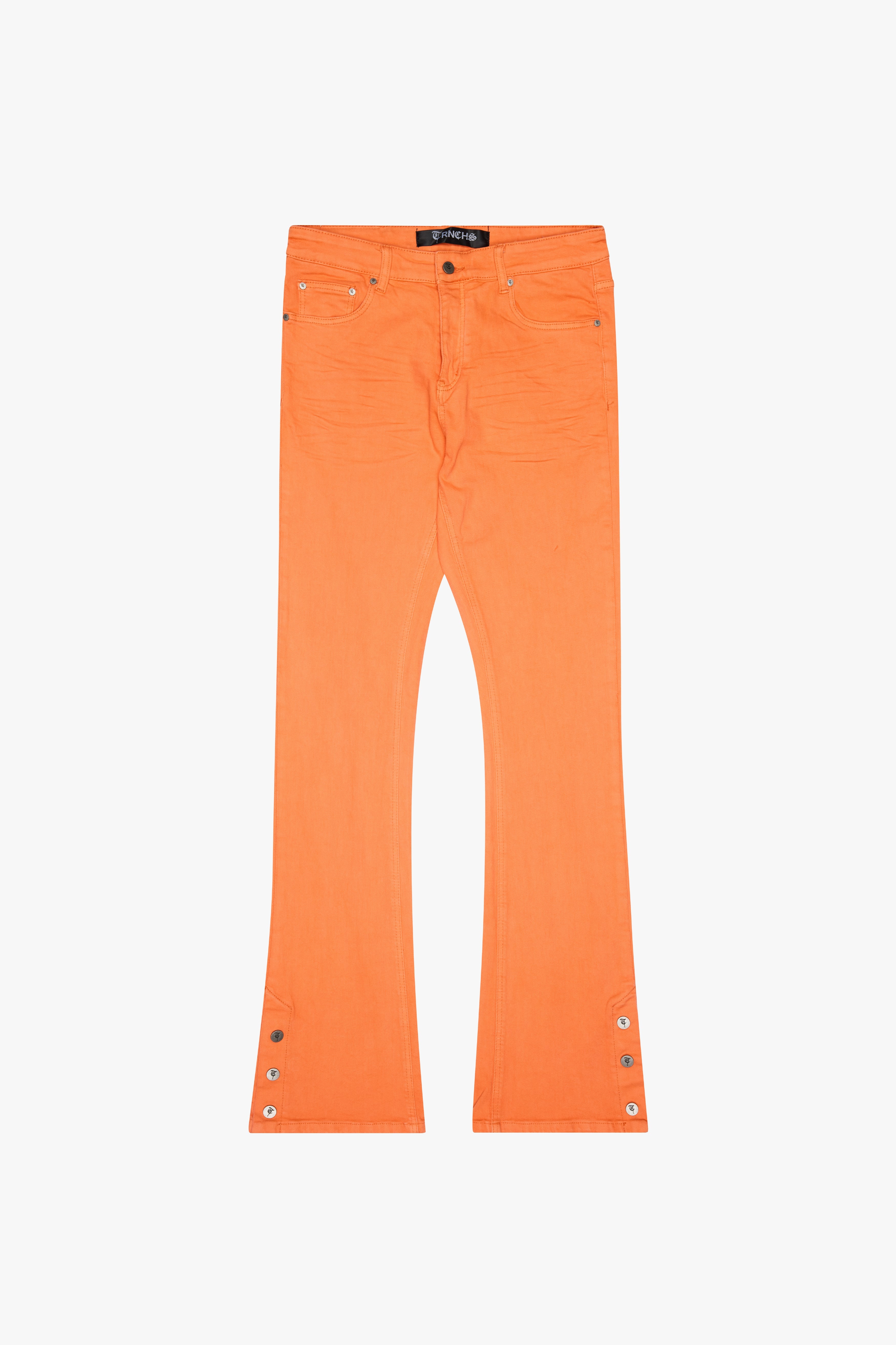 "BUTTON FLY" Orange Stacked Jeans